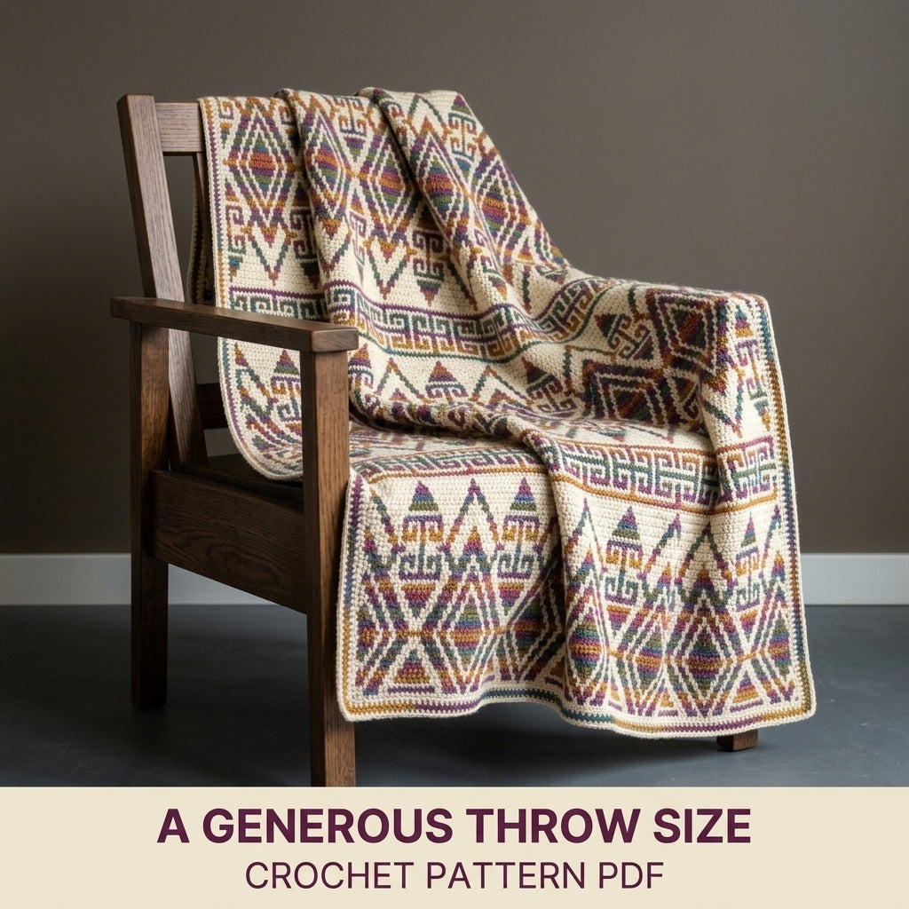 Geometric Mosaic Crochet Afghan Pattern PDF – Multicolour Throw Blanket