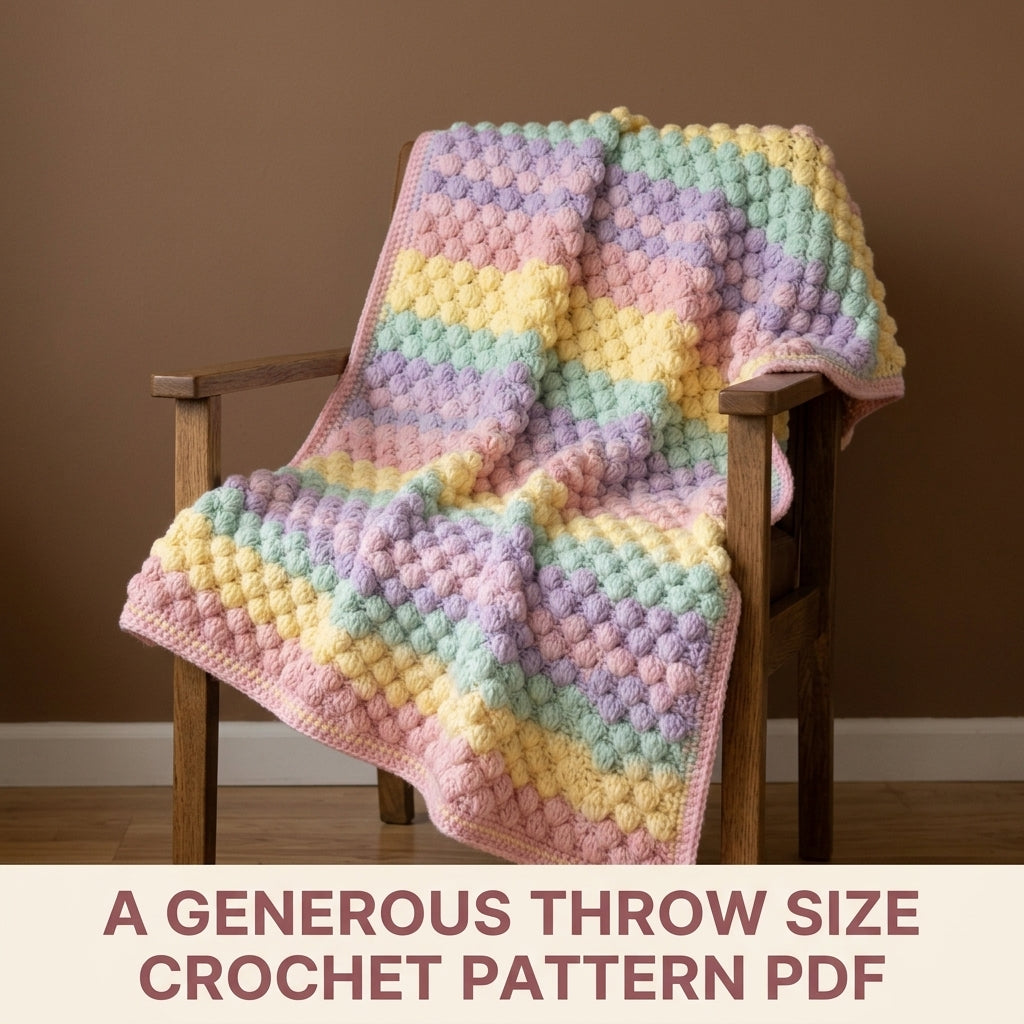 Puff Stitch Crochet Blanket Pattern PDF – Pastel Textured Throw for Beginners