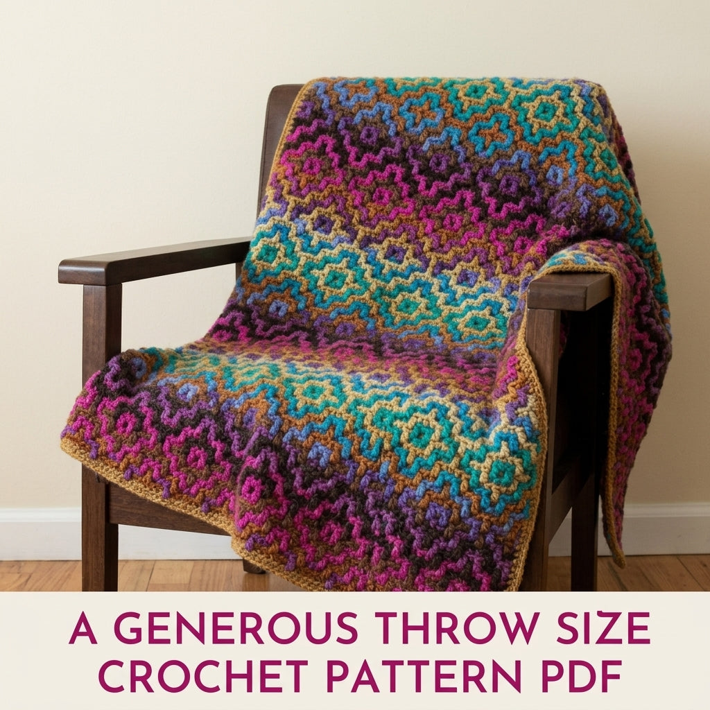 Jewel Mosaic Diamond Blanket Crochet Pattern PDF – Bold Mosaic Crochet Throw