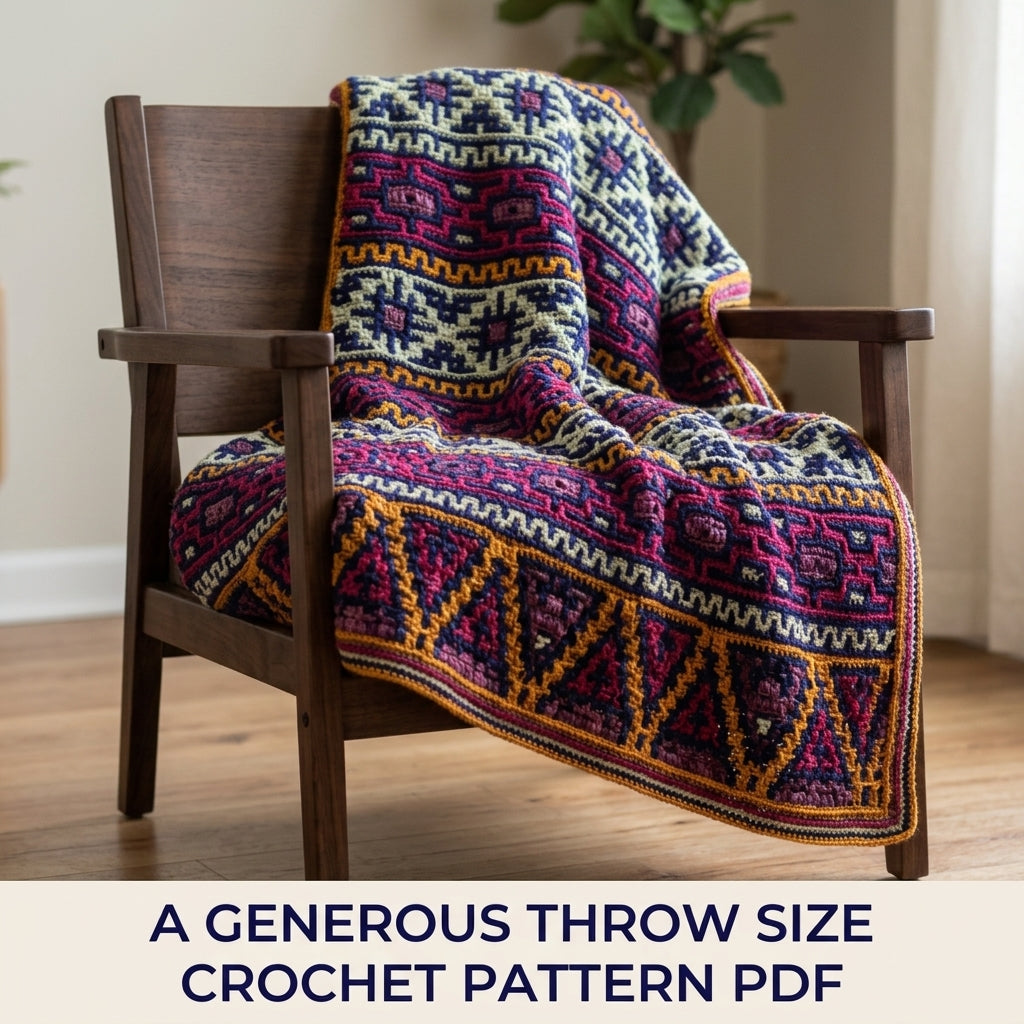 Kilim Mosaic Crochet Blanket Crochet Pattern PDF – Overlay Mosaic Afghan