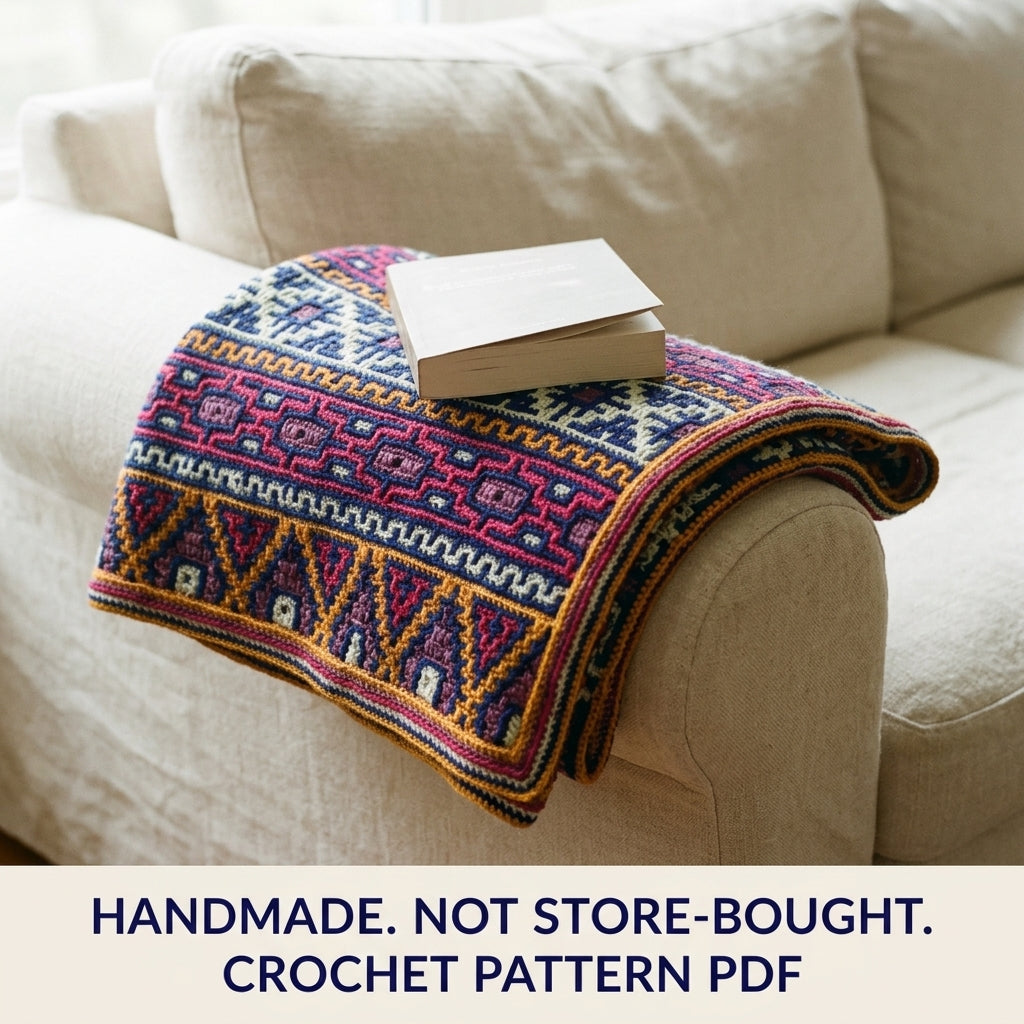 Kilim Mosaic Crochet Blanket Crochet Pattern PDF – Overlay Mosaic Afghan