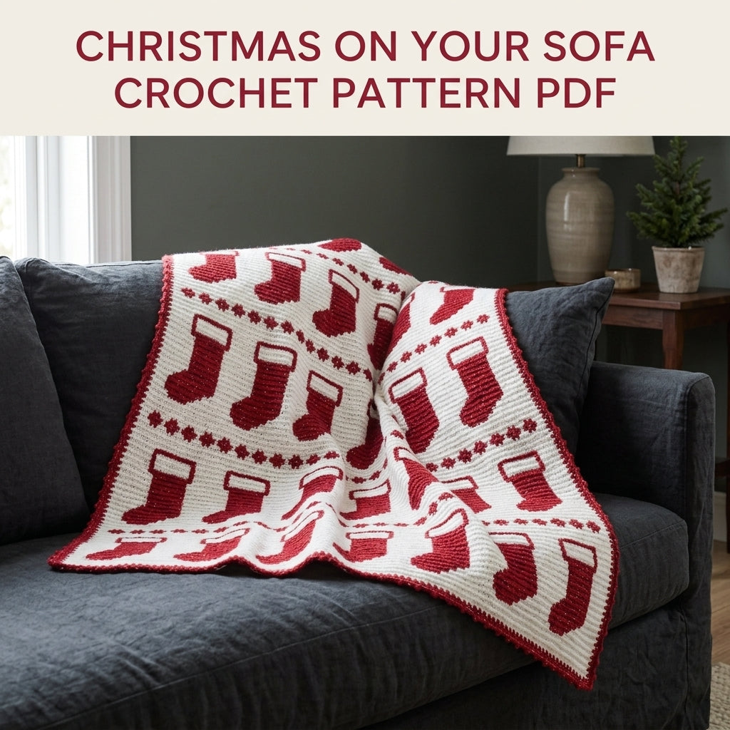 Stocking Crochet Blanket Pattern PDF – Christmas Tapestry Crochet Throw in Red and White