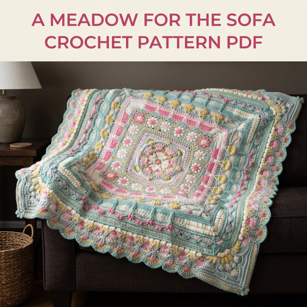 Mint Daisy Mandala Blanket Crochet Pattern PDF – Textured Daisy Square Throw