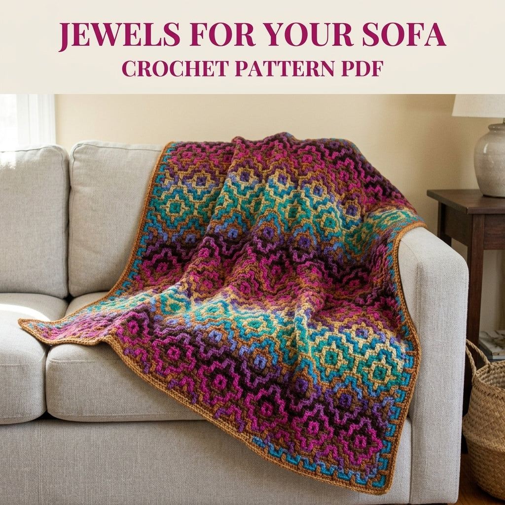 Jewel Mosaic Diamond Blanket Crochet Pattern PDF – Bold Mosaic Crochet Throw