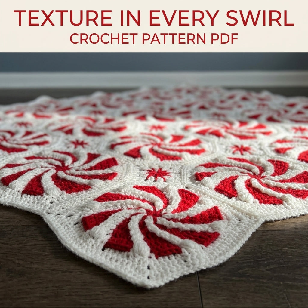 Peppermint Swirl Blanket Crochet Pattern PDF – Christmas Candy Afghan