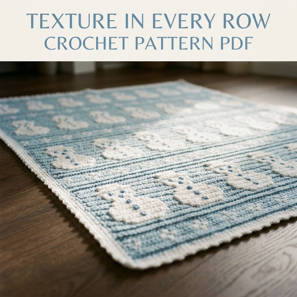 Snowman Crochet Blanket Pattern PDF – Winter Tapestry Crochet Throw in Ice Blue and White