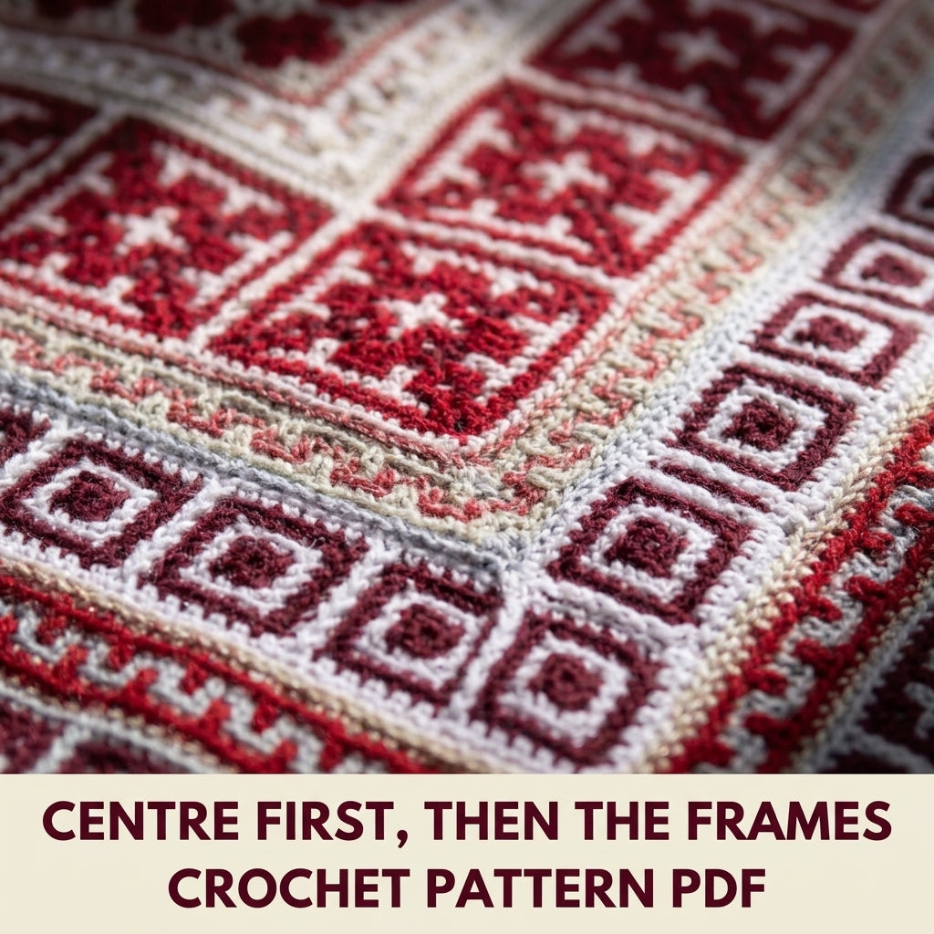 Red Rug Mosaic Blanket Crochet Pattern PDF – Mosaic in the Round Rug Style Throw