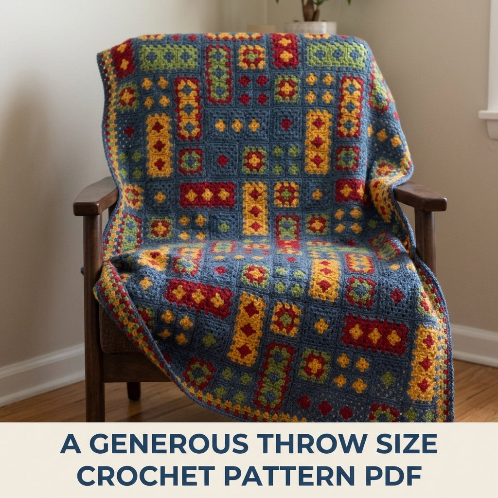 Granny Rectangle Blanket Crochet Pattern PDF – Retro Granny Afghan