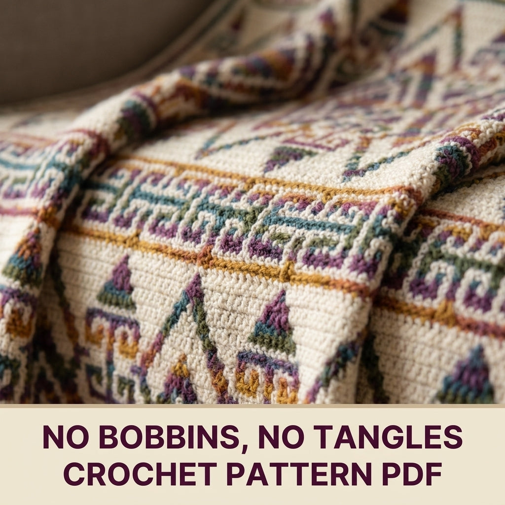 Geometric Mosaic Crochet Afghan Pattern PDF – Multicolour Throw Blanket