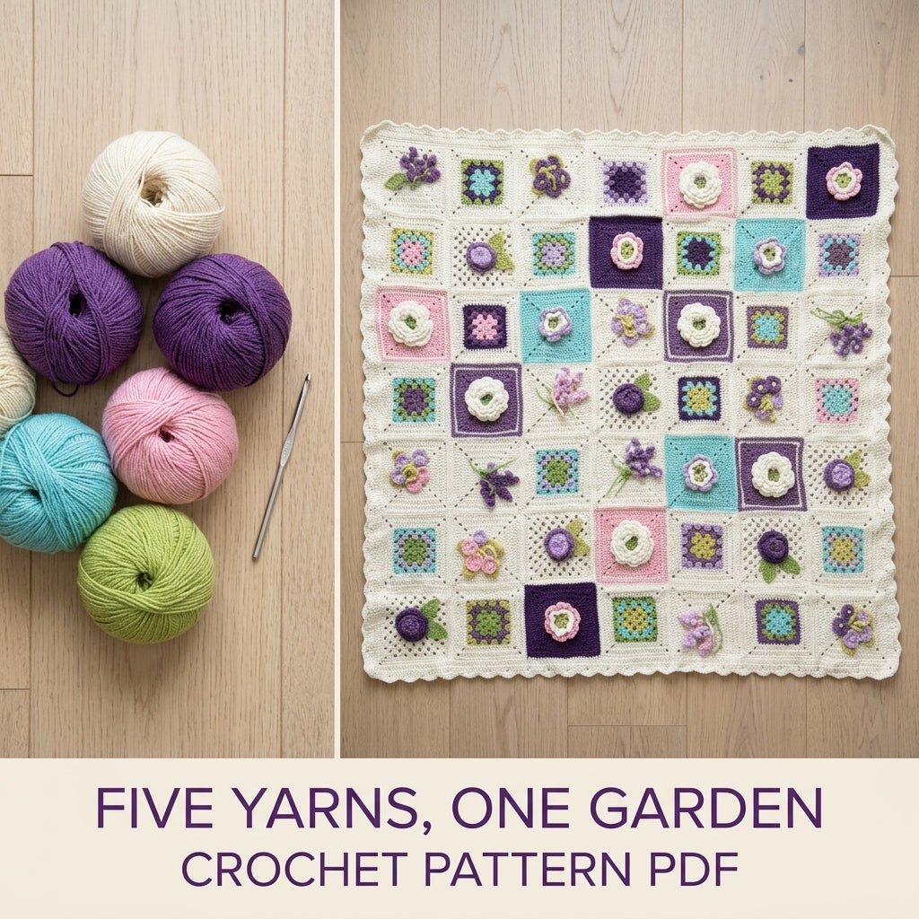 3D Flower Granny Sampler Blanket Crochet Pattern PDF – Rose and Violet Afghan