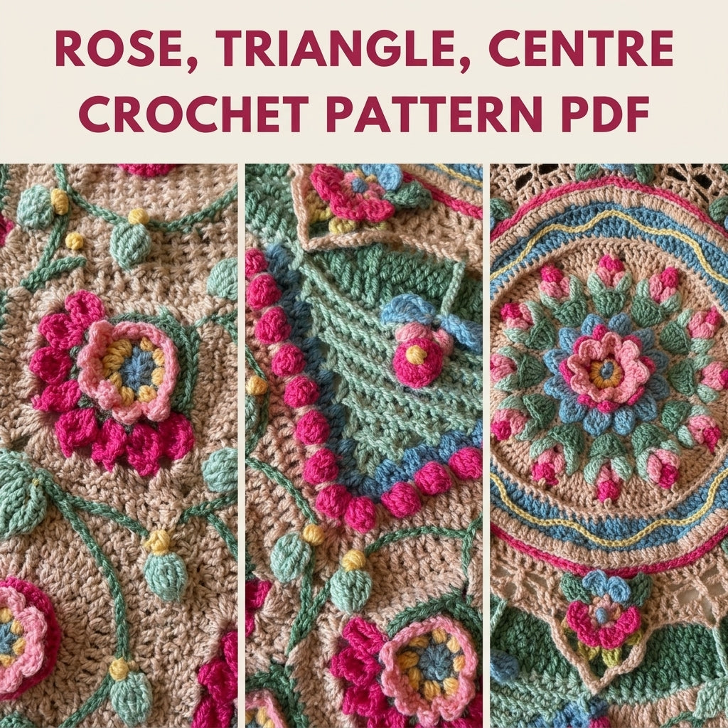 Rose Garden Overlay Blanket Crochet Pattern PDF – Raised Roses Mandala Throw