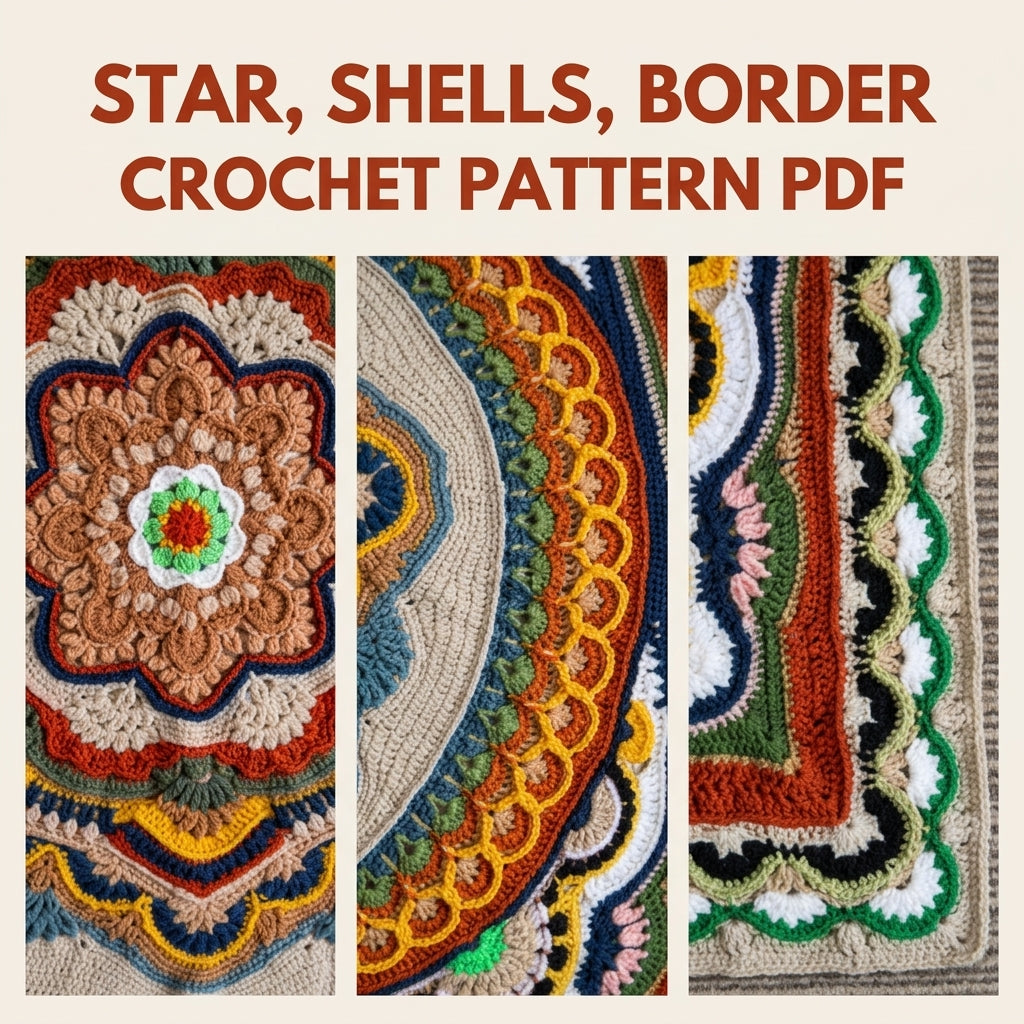 Autumn Star Mandala Blanket Crochet Pattern PDF – Textured Popcorn Star Throw