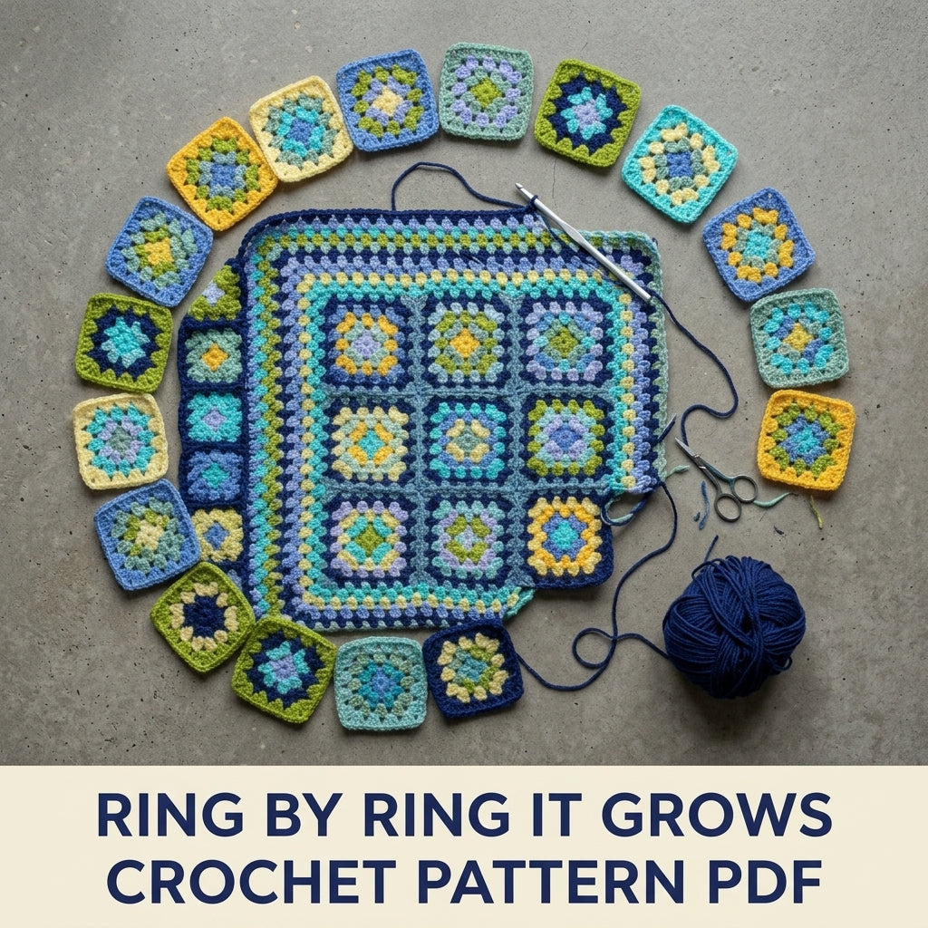 Ocean Granny Medallion Blanket Crochet Pattern PDF – Granny Square Throw in Blue and Green