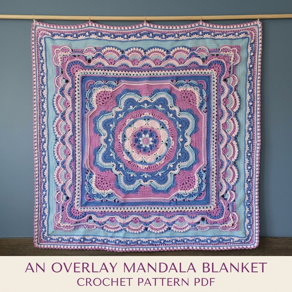 Overlay Mandala Blanket Crochet Pattern PDF – Textured Mandala Afghan