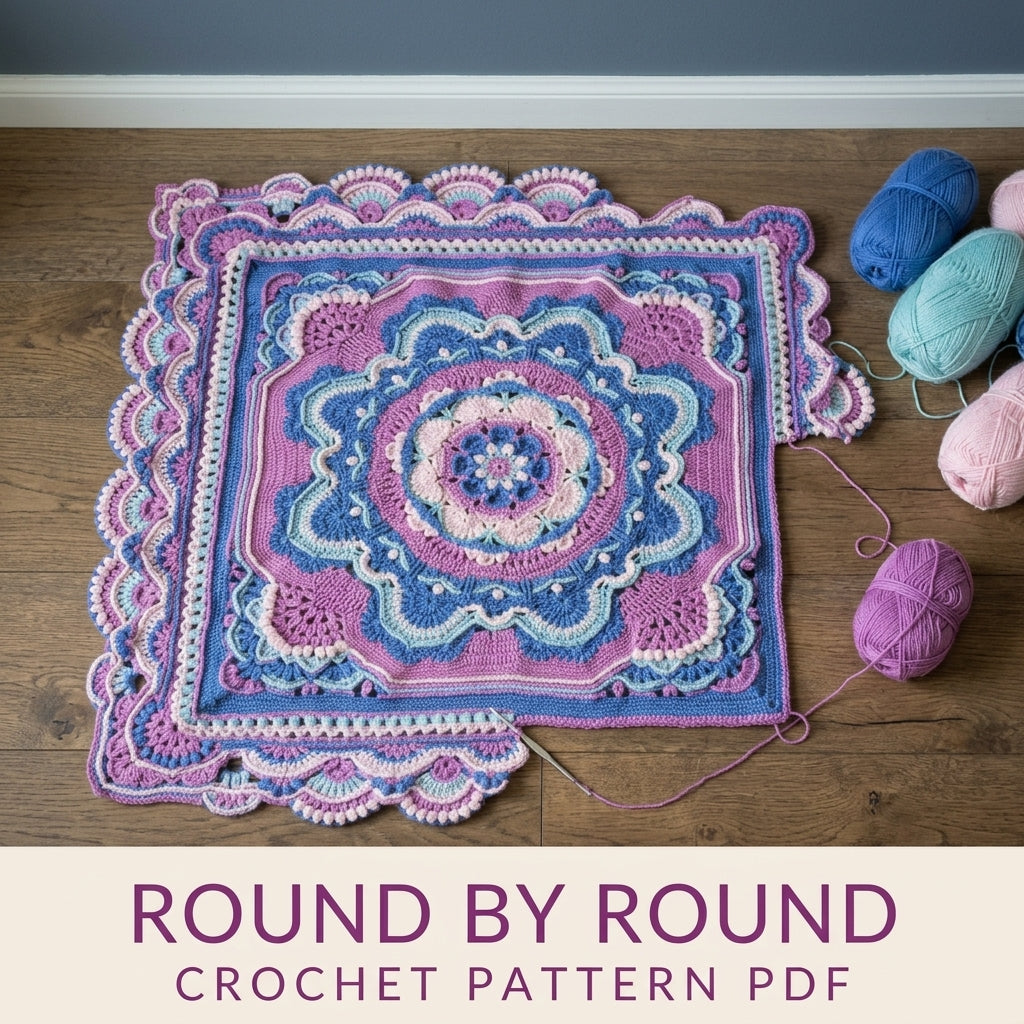 Overlay Mandala Blanket Crochet Pattern PDF – Textured Mandala Afghan