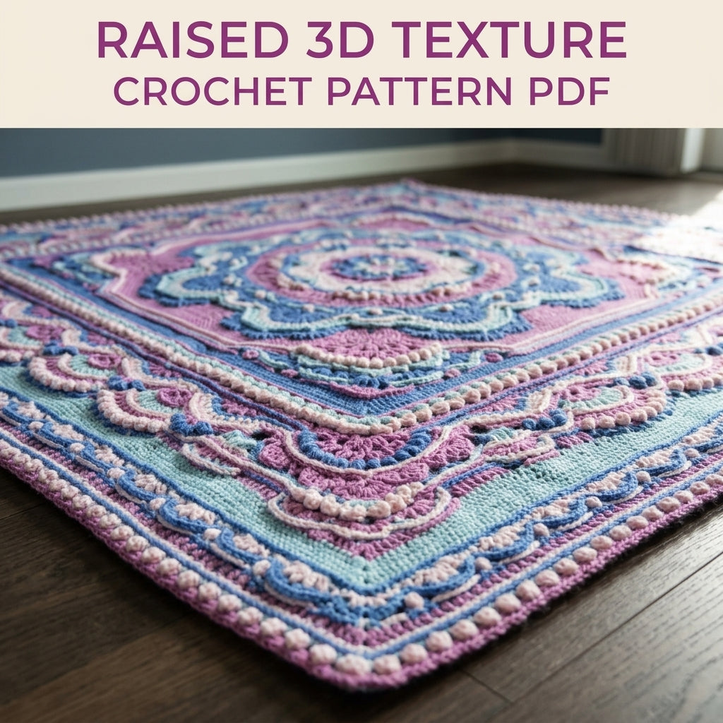 Overlay Mandala Blanket Crochet Pattern PDF – Textured Mandala Afghan