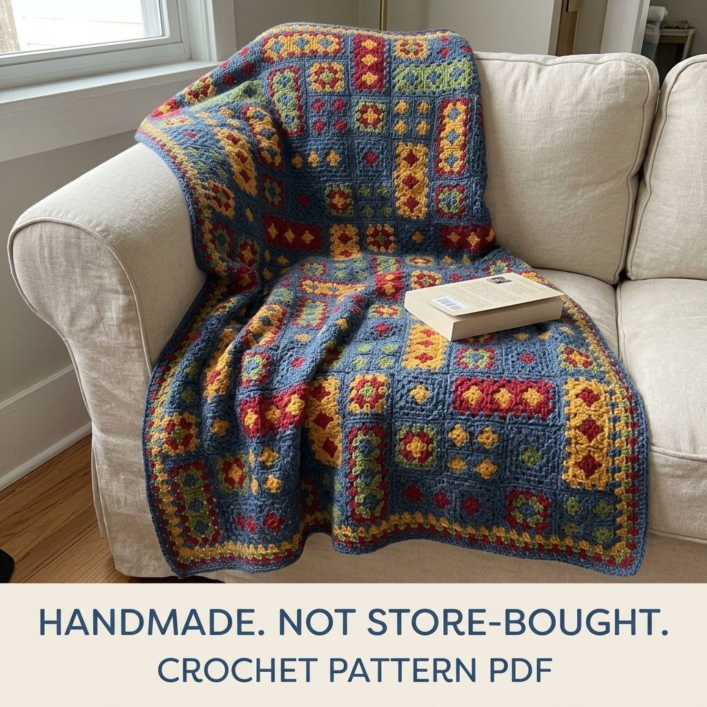 Granny Rectangle Blanket Crochet Pattern PDF – Retro Granny Afghan