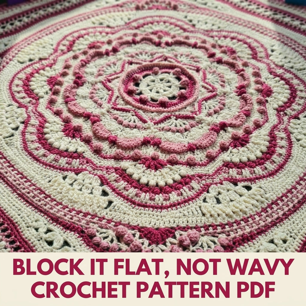 Raspberry Cream Mandala Blanket Crochet Pattern PDF – Textured Two-Tone Mandala Throw