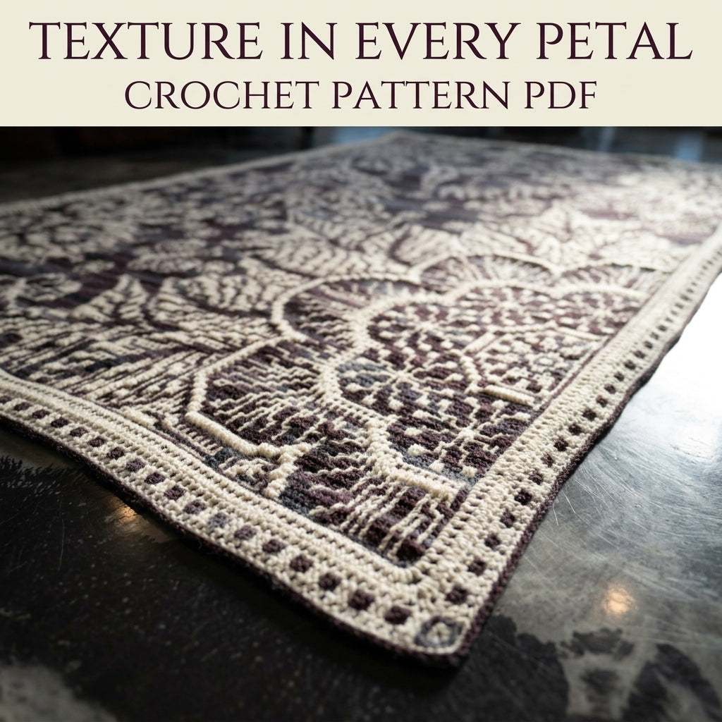 Garden Night Mosaic Crochet Blanket Pattern PDF – Dark Floral Two-Colour Throw