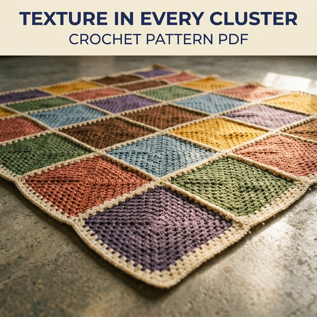 Earthy Granny Patchwork Blanket Crochet Pattern PDF – Solid Granny Square Throw in Autumn Colours