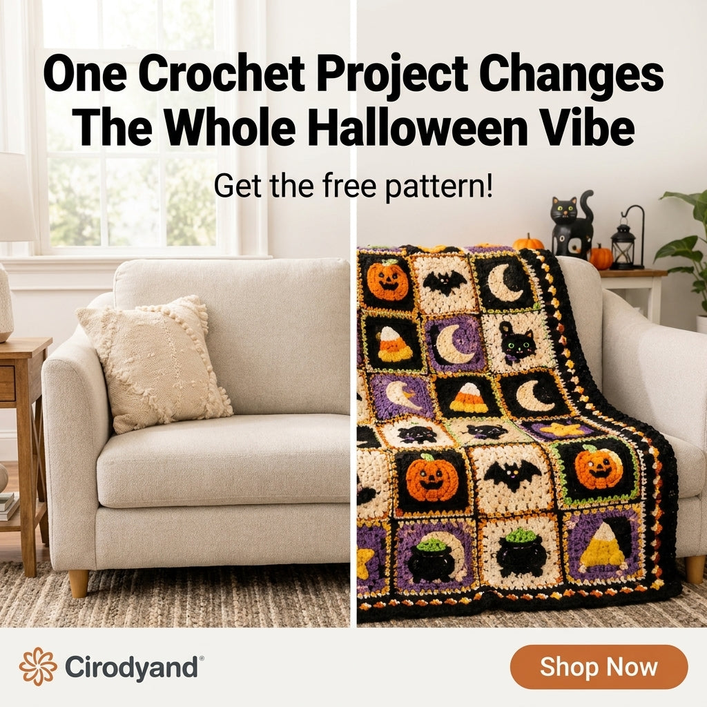 Halloween Sampler Granny Square Blanket Crochet Pattern | 8 Motif Squares in One PDF | Pumpkin, Bat, Black Cat, Candy Corn & More | Instant Download