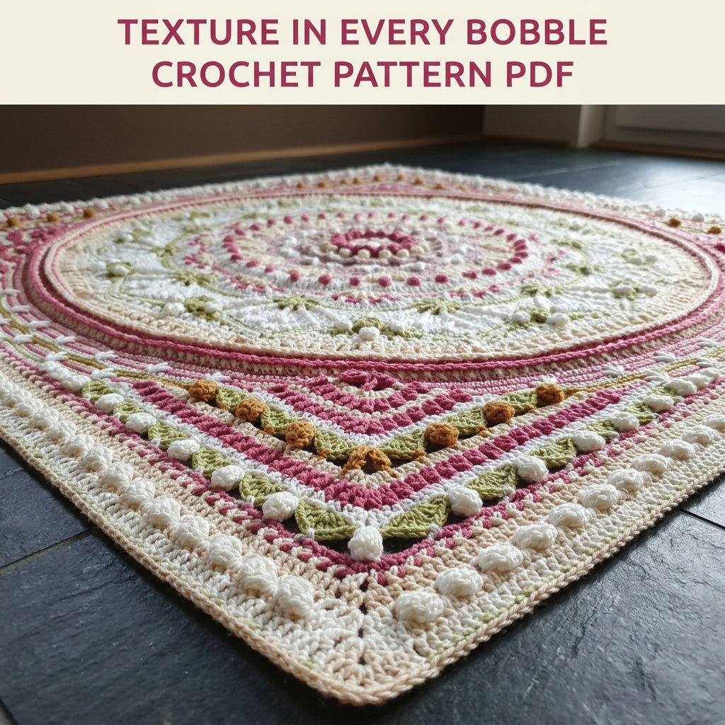 Rose and Sage Mandala Blanket Crochet Pattern PDF – Textured Cottage Mandala Throw