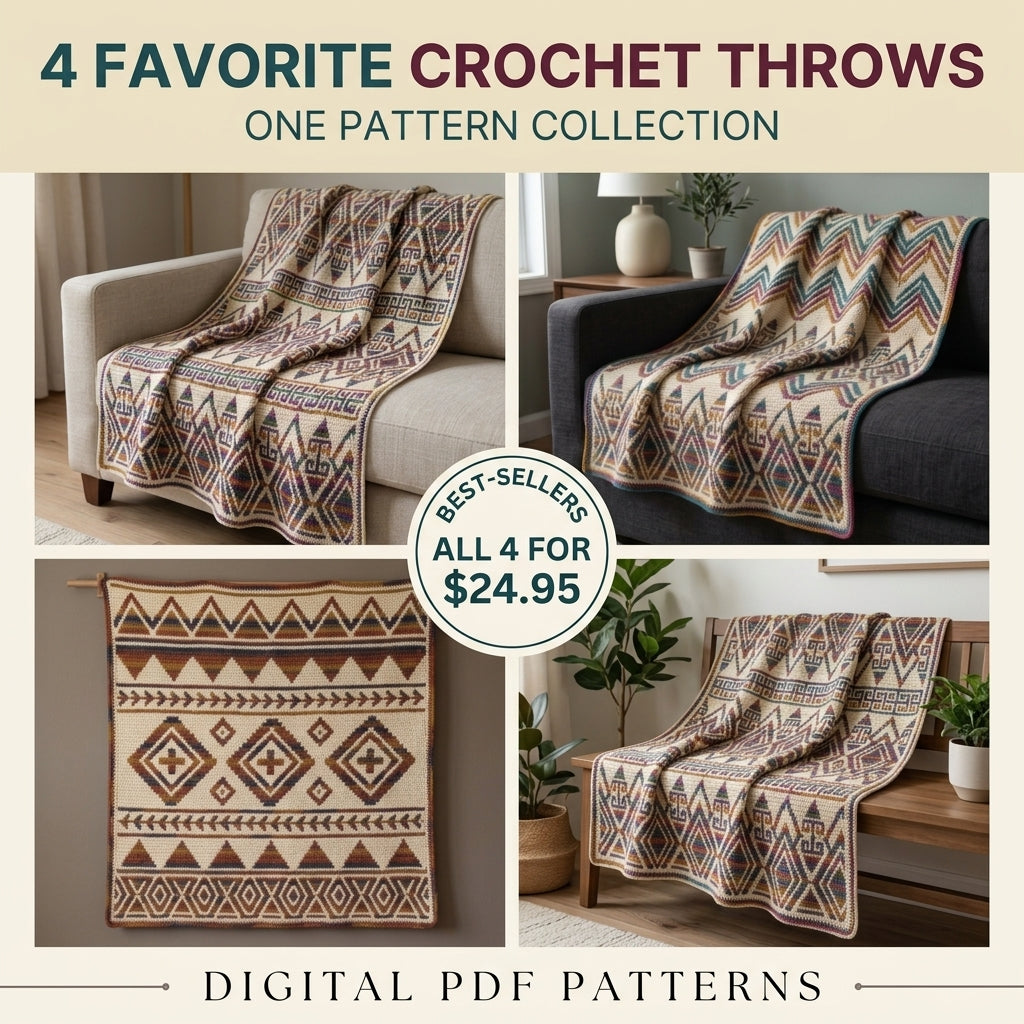 4 Best-Selling Crochet Blanket Patterns Bundle – PDF Download