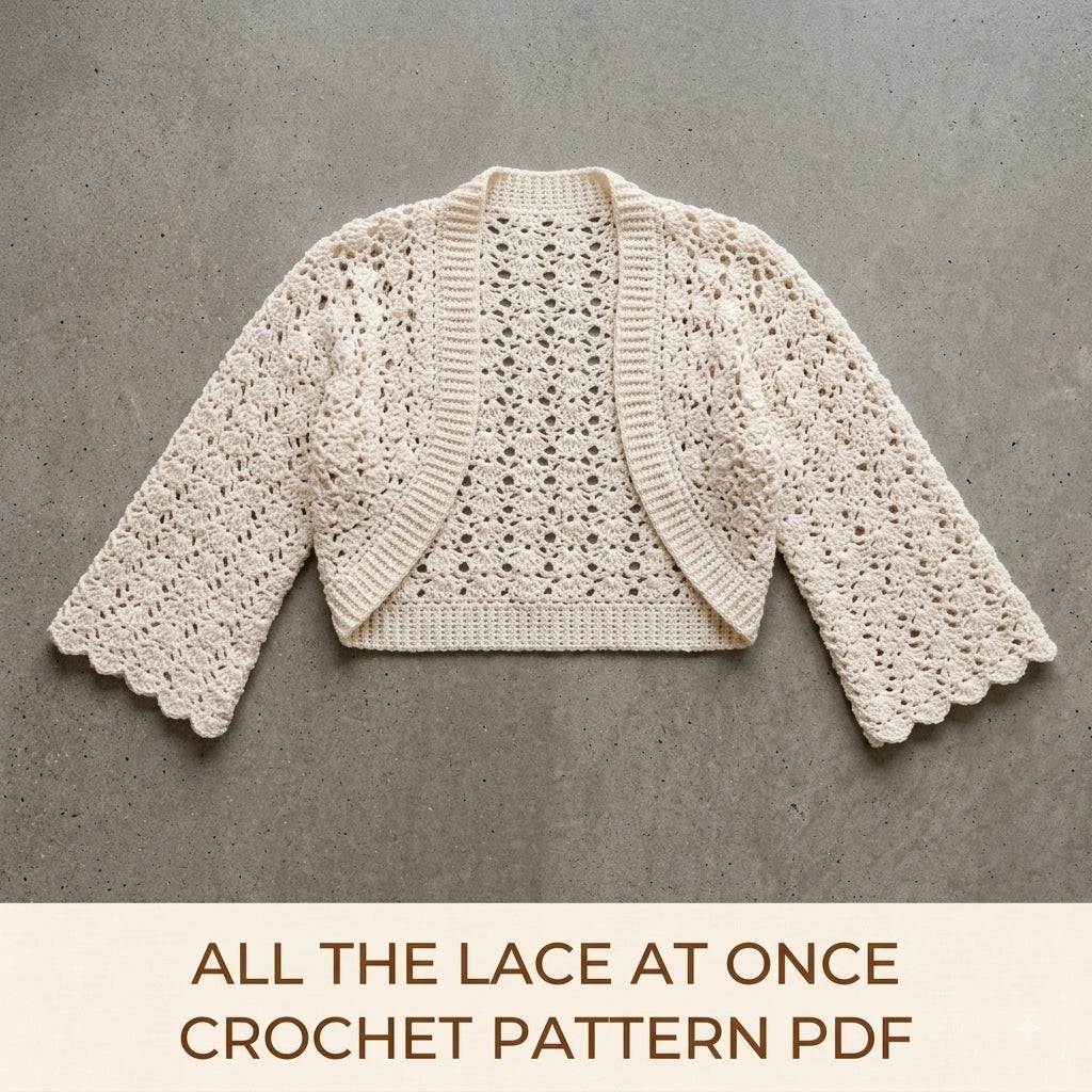 Lace Bolero Shrug Crochet Pattern PDF – Cropped Lace Shrug with Bell Sleeves