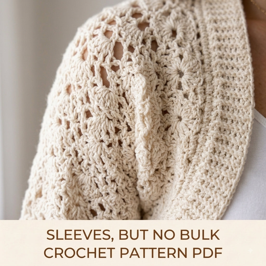 Lace Bolero Shrug Crochet Pattern PDF – Cropped Lace Shrug with Bell Sleeves