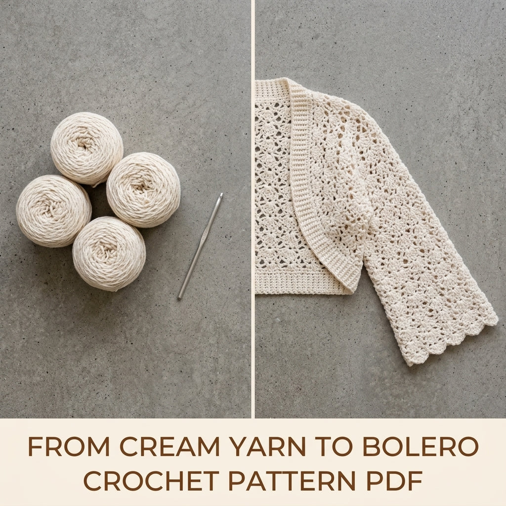 Lace Bolero Shrug Crochet Pattern PDF – Cropped Lace Shrug with Bell Sleeves