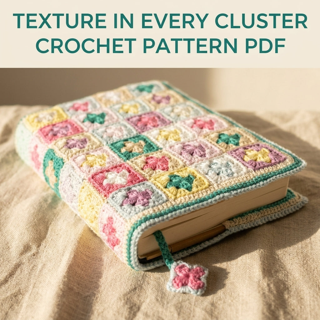 Granny Square Book Cover Crochet Pattern PDF – Book Sleeve with Bookmark