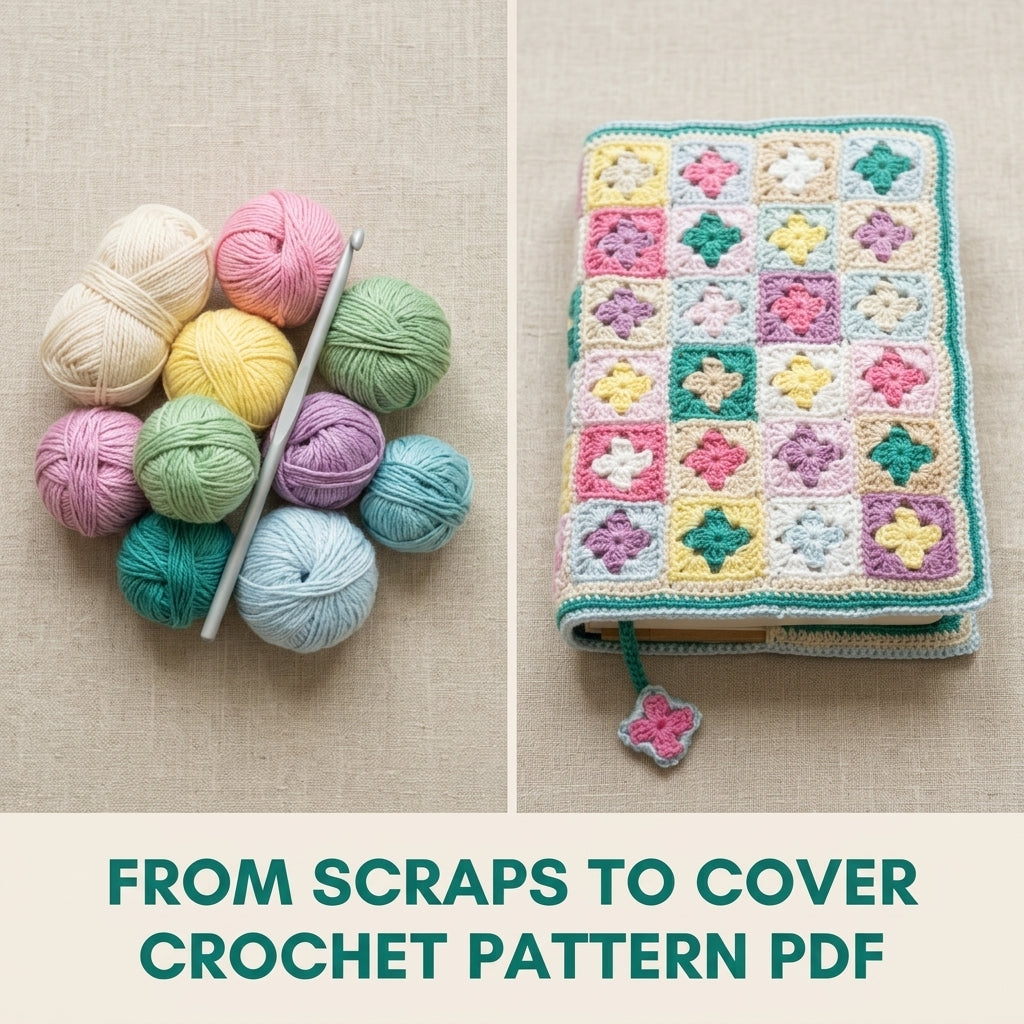 Granny Square Book Cover Crochet Pattern PDF – Book Sleeve with Bookmark