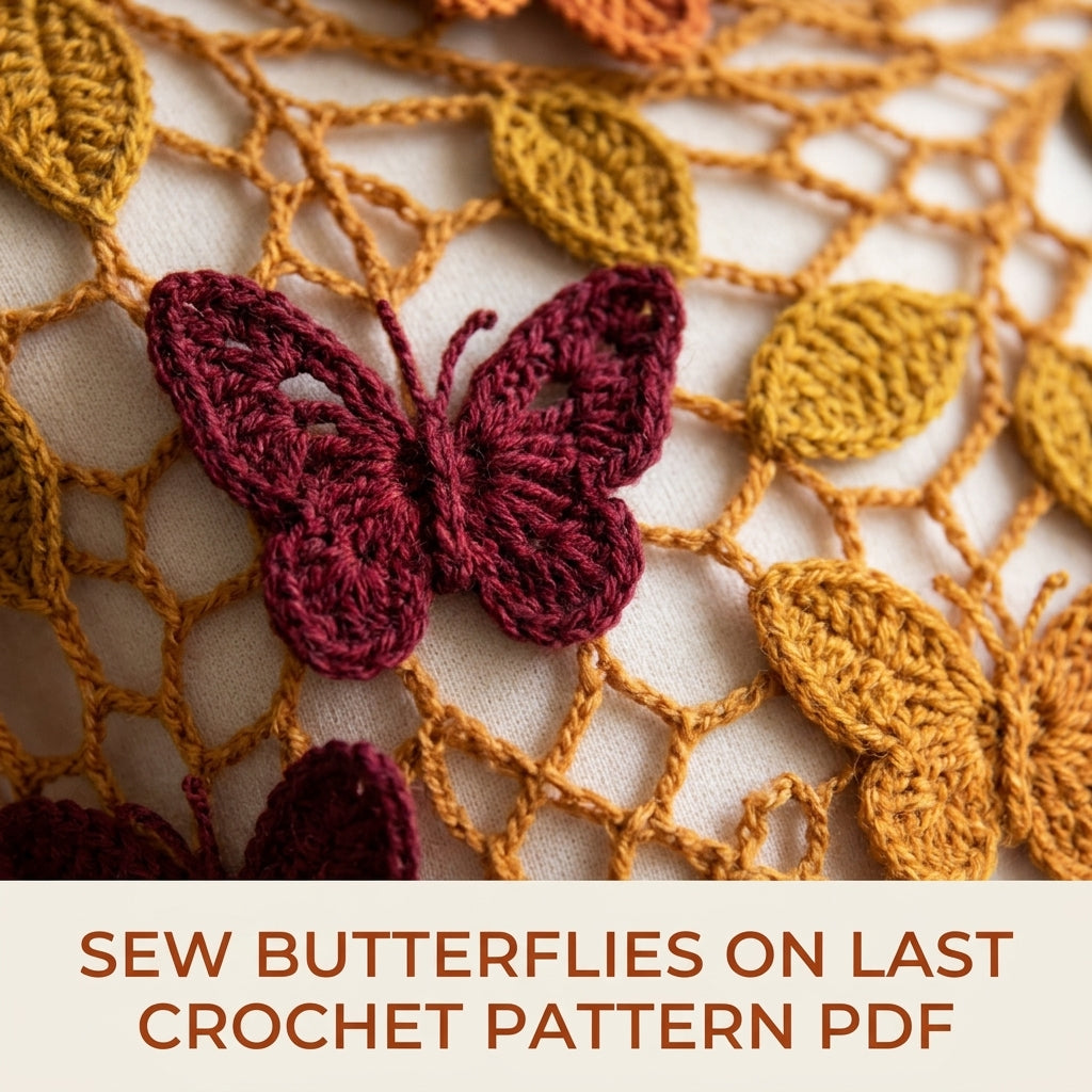Autumn Butterfly Shawl Crochet Pattern PDF – Lace Net Shawl with Butterflies
