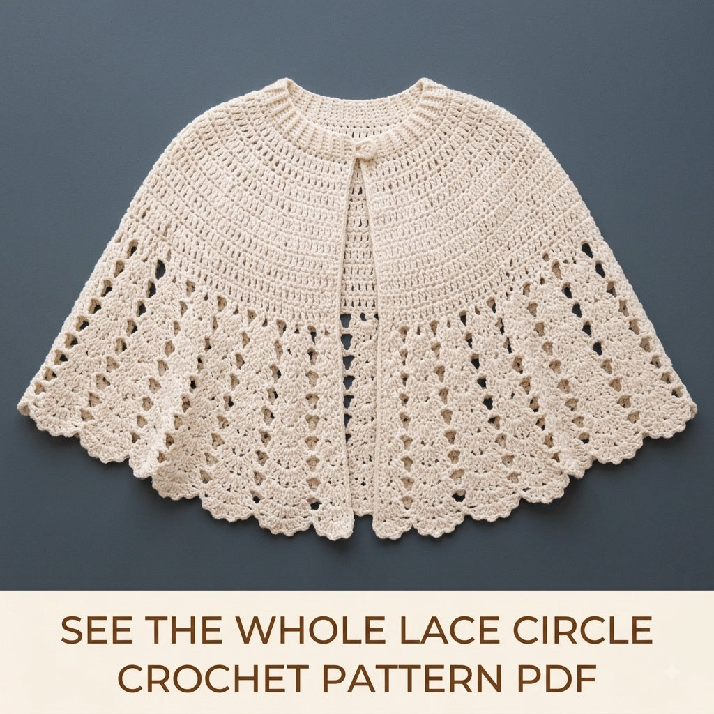 Lace Capelet Crochet Pattern PDF – Women's Shell Lace Cape with Scalloped Hem