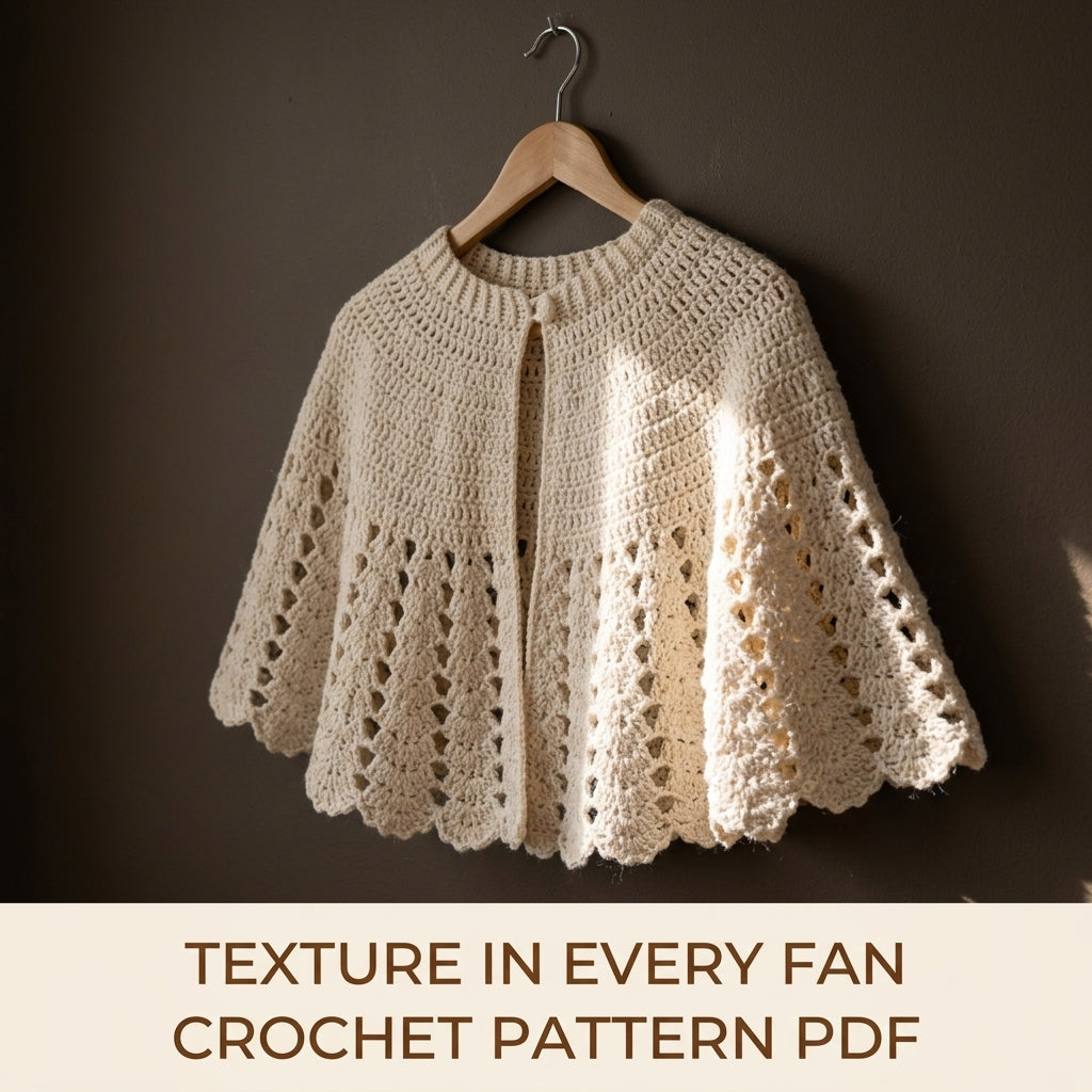 Lace Capelet Crochet Pattern PDF – Women's Shell Lace Cape with Scalloped Hem