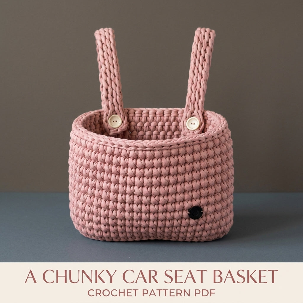 Chunky Car Seat Basket Crochet Pattern PDF – Headrest Hanging Organizer