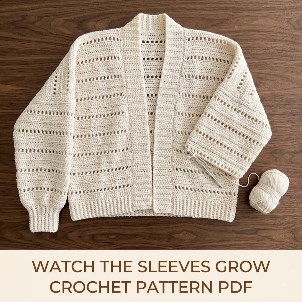 Lace Cocoon Cardigan Crochet Pattern PDF – Oversized Eyelet Cardigan with Ribbed Cuffs