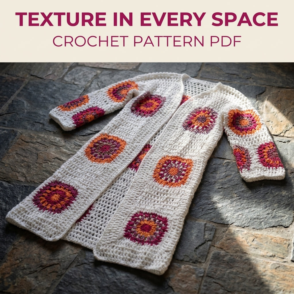 Long Granny Square Duster Crochet Pattern PDF – Boho Maxi Cardigan