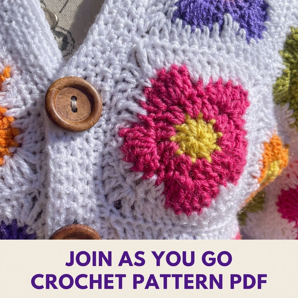 Flower Granny Square Cardigan Crochet Pattern PDF – Women's Granny Square Sweater