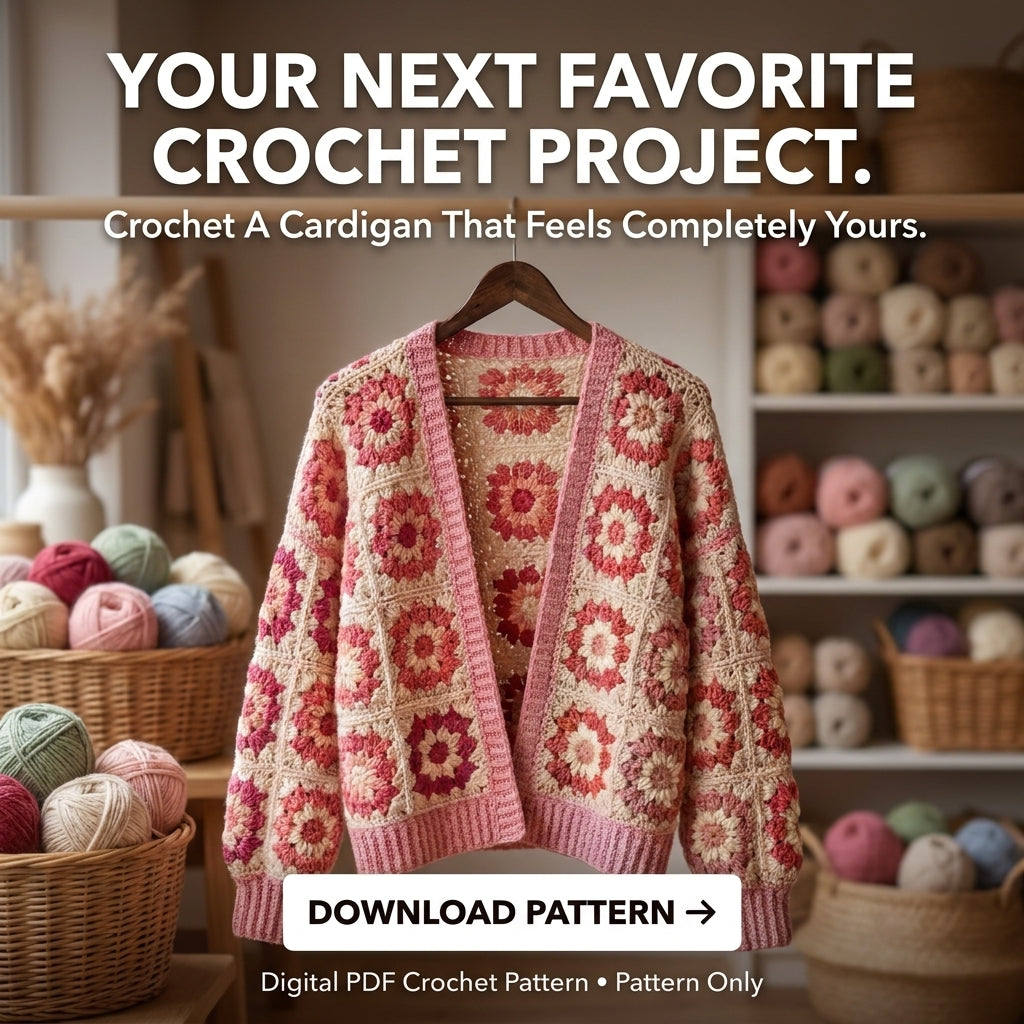 Sunburst Granny Square Sweater – Crochet Pattern PDF