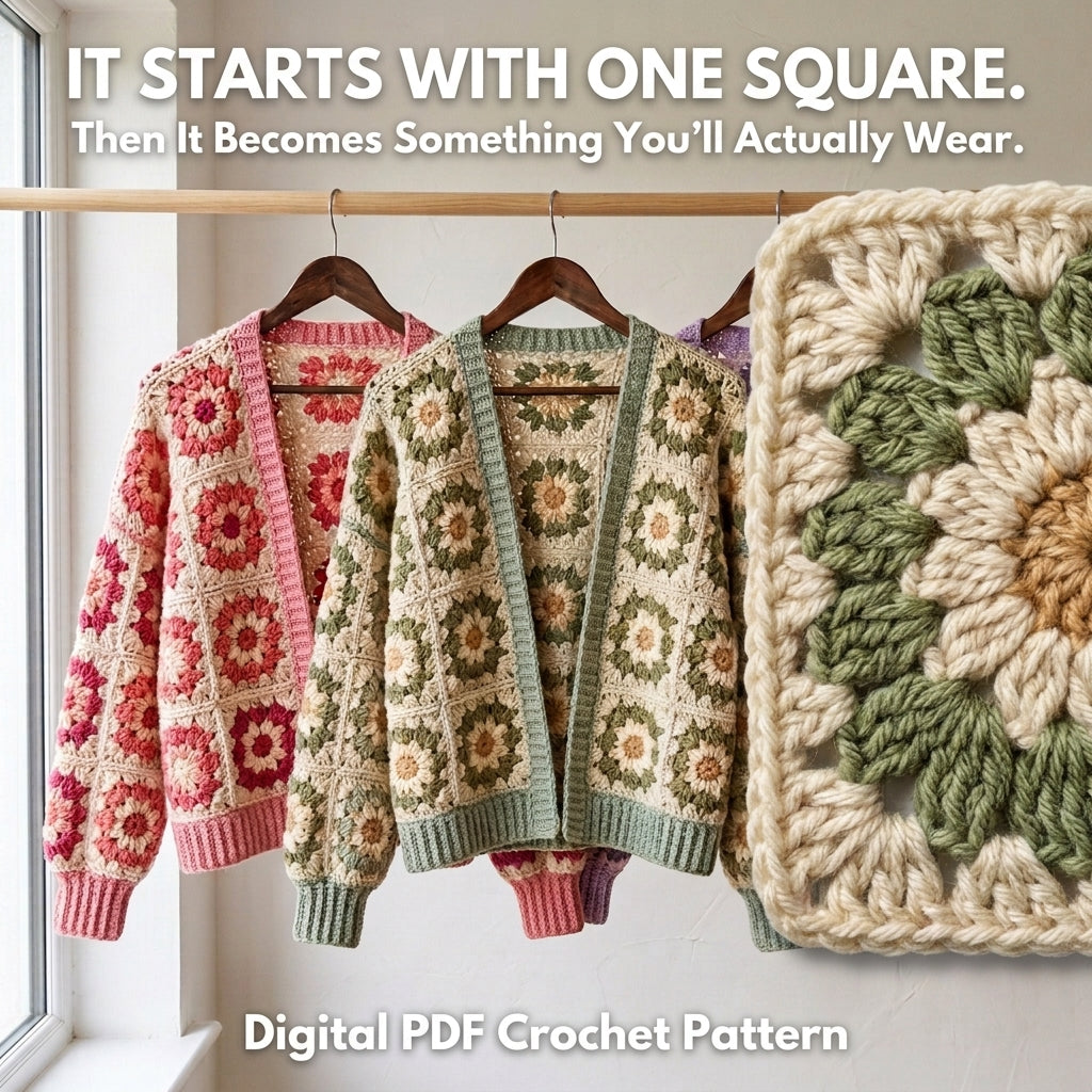Sunburst Granny Square Sweater – Crochet Pattern PDF