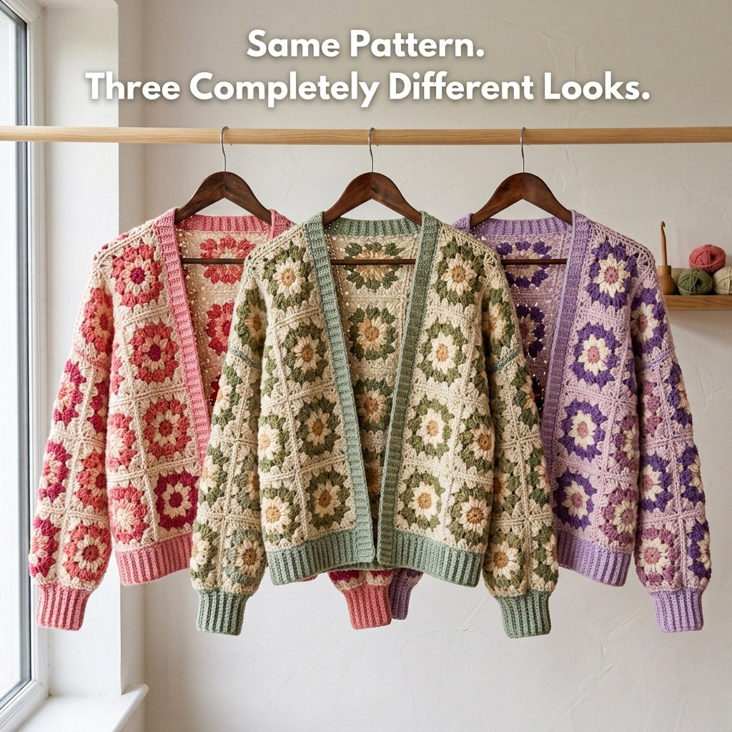 Sunburst Granny Square Sweater – Crochet Pattern PDF
