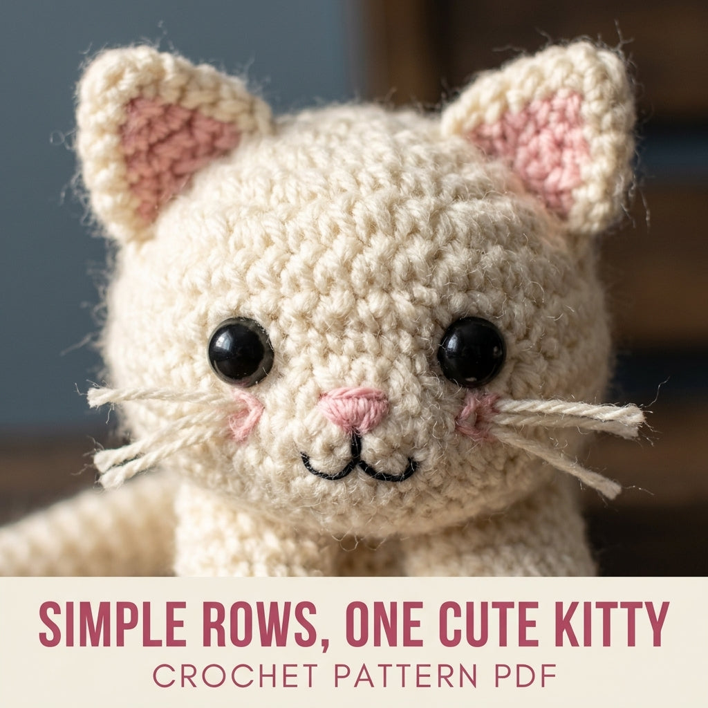 Kitty Hug Scarf Crochet Pattern PDF – Cat Scarf with 3D Head and Paws