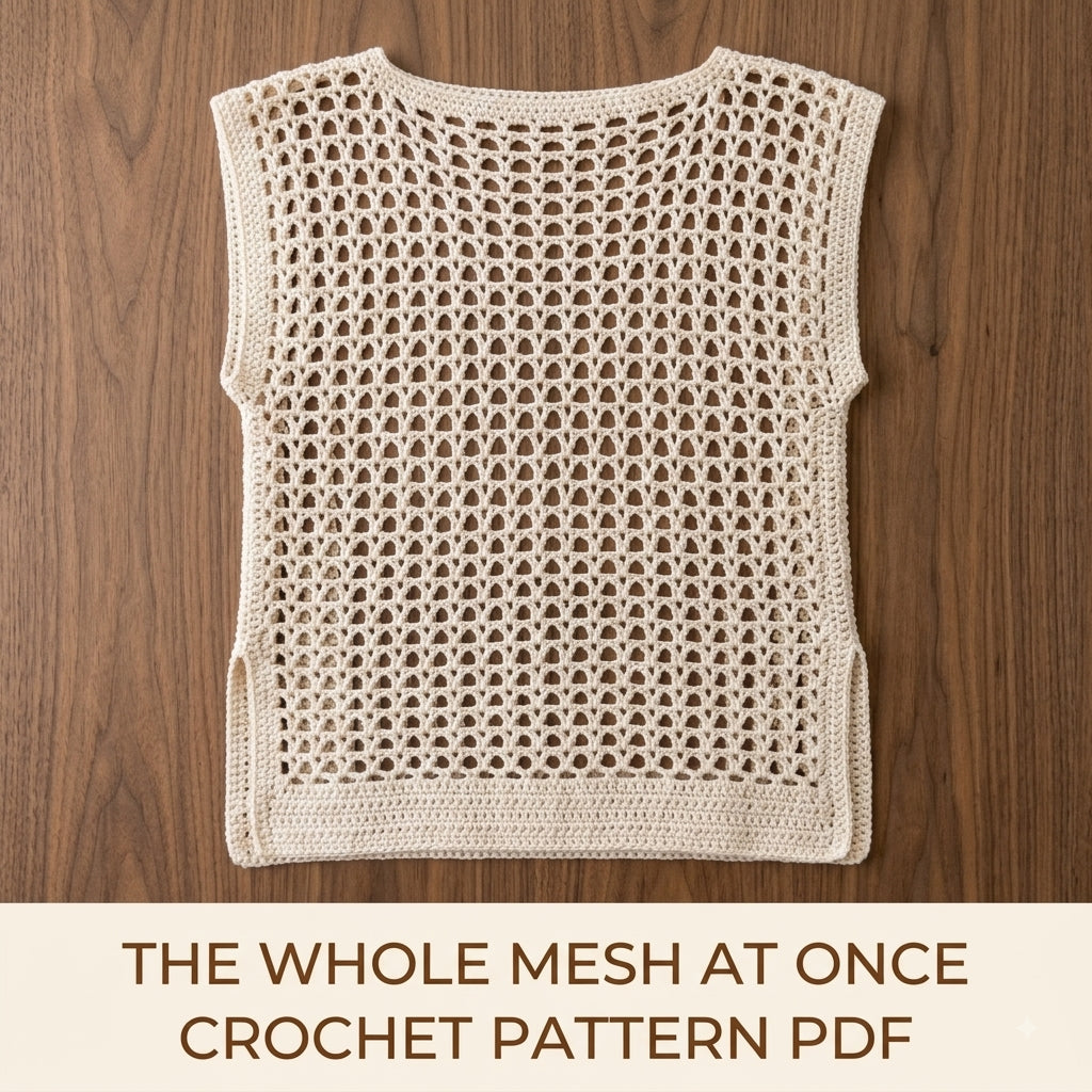Lace Beach Cover-Up Crochet Pattern PDF – Boxy Mesh Tunic with Side Slits