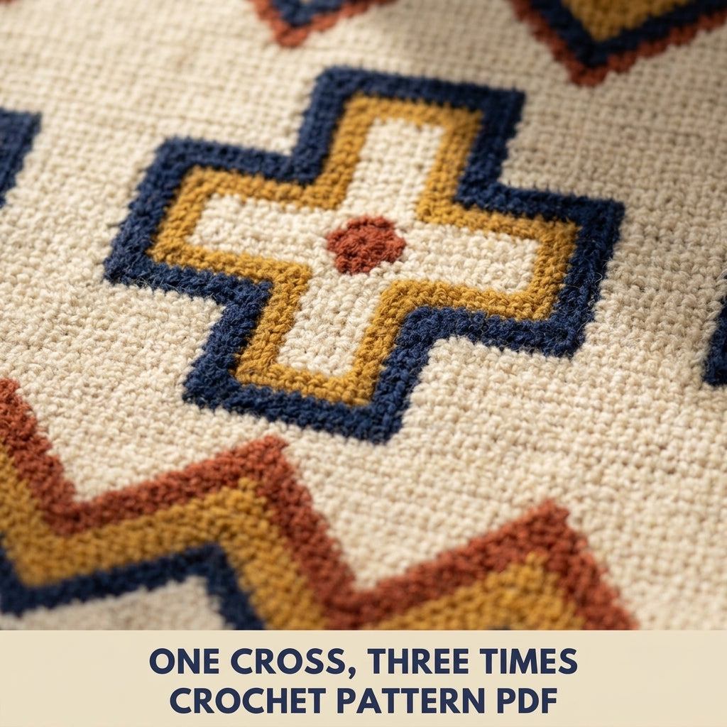 Cross and Zigzag Tapestry Crochet Pattern PDF – Geometric Crochet Wall Decor