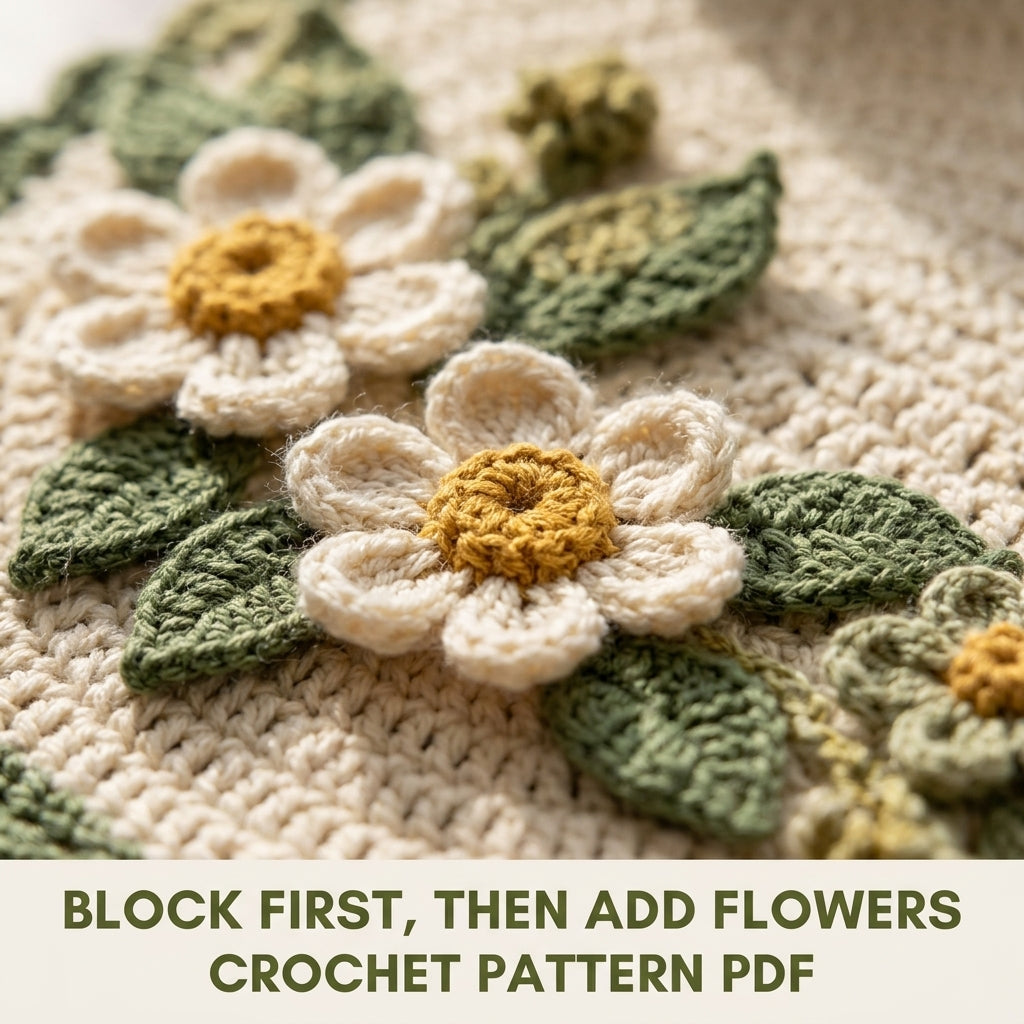 Daisy Placemat and Coaster Set Crochet Pattern PDF – Table Mat with 3D Flowers
