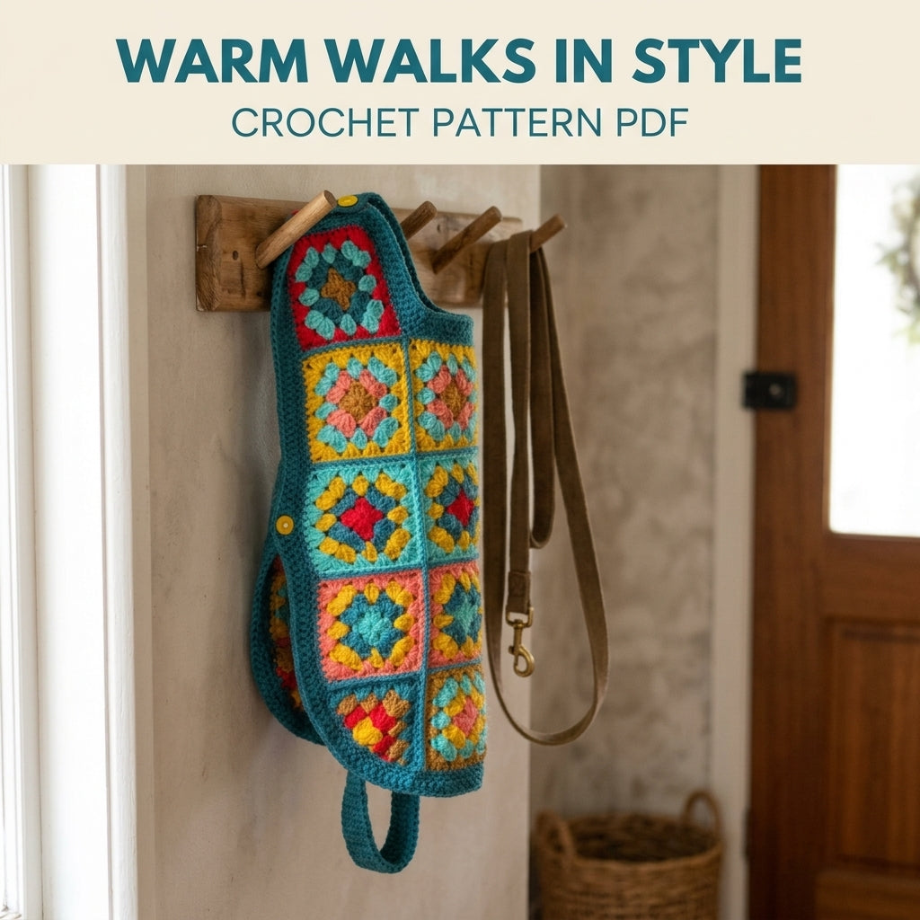 Granny Square Dog Coat Crochet Pattern PDF – Retro Dog Sweater