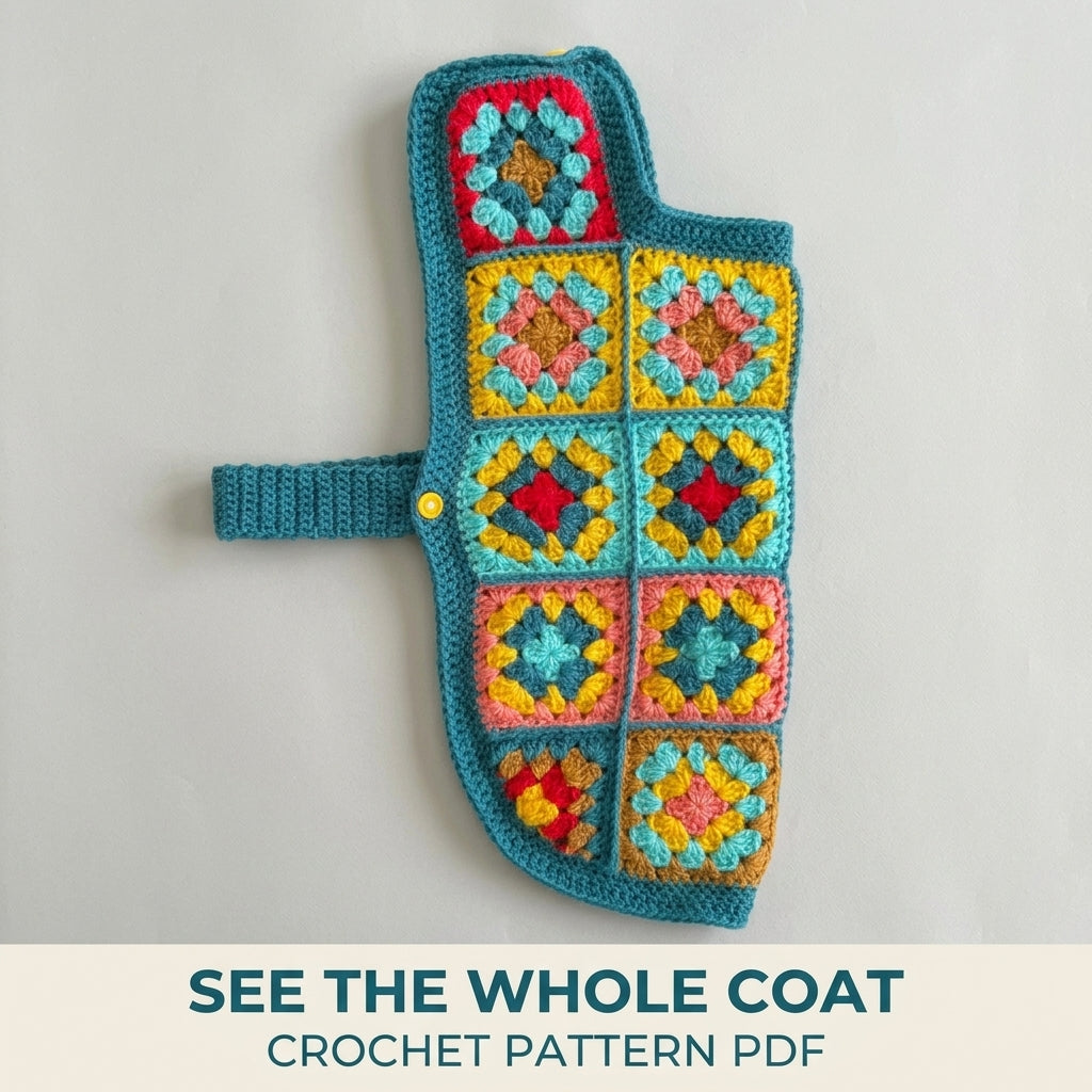 Granny Square Dog Coat Crochet Pattern PDF – Retro Dog Sweater