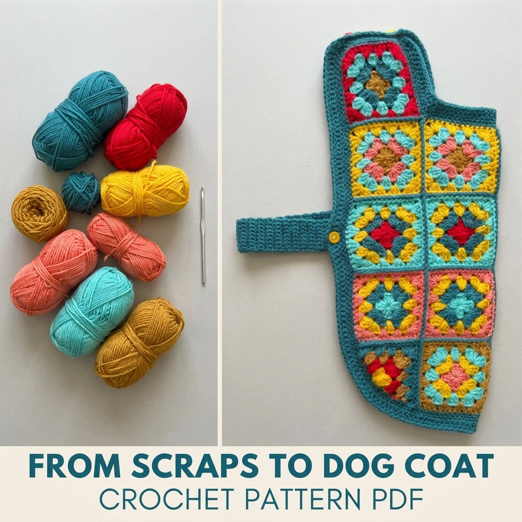 Granny Square Dog Coat Crochet Pattern PDF – Retro Dog Sweater