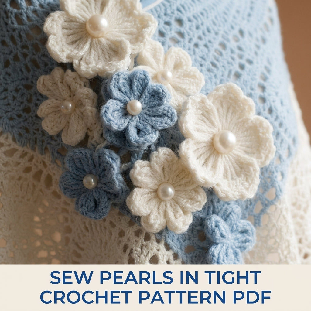 Flower Capelet Crochet Pattern PDF – Lace Capelet with Pearl Flowers